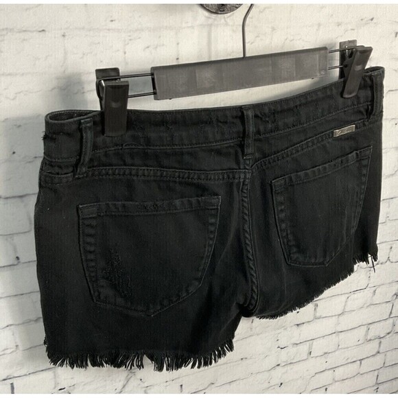 KanCan Womens Black Distressed Cutoff Shorts Cotton Pockets Size S T2 - Picture 7 of 10